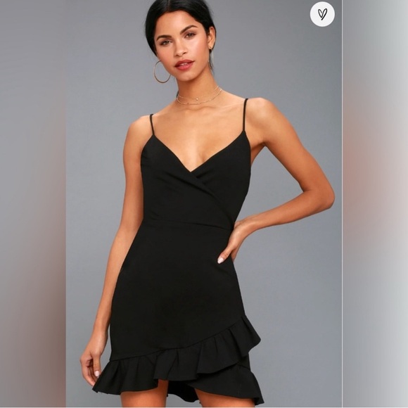 Lulus NWT Size M Black Sealed With A Kiss Ruffle Bodycon Mini Dress - Picture 1 of 9